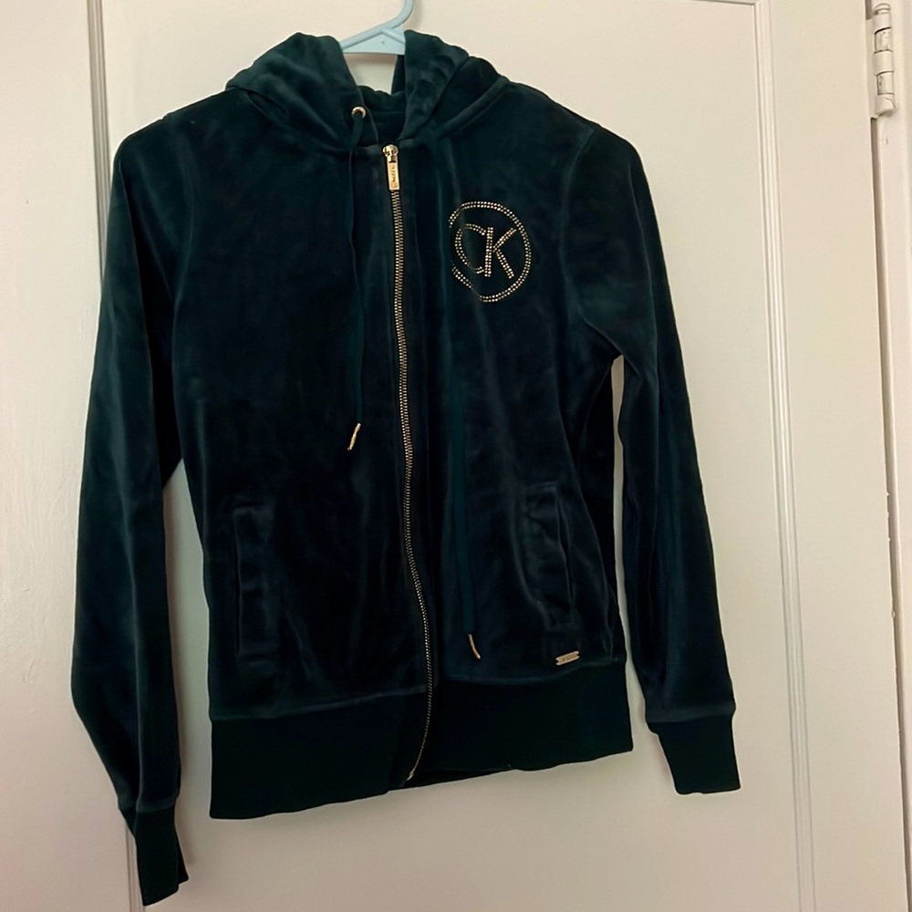 calvin klein green and gold sweater size:  XS